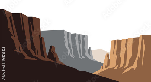 Stylized geological formation landscape with varied rock formations and tonal contrasts
