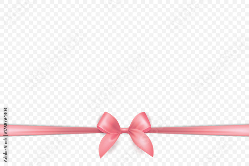 Vector Ribbon with Bow for Gift Decoration and Packaging Design. Pink Ribbon for Celebration, Event and Invitation. Pink Ribbon Illustration for Holiday Card, Present Wrapping, Festive Template