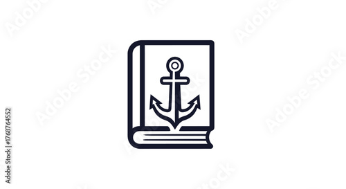 Nautical knowledge symbolic illustration of a book with an anchor design for maritime learning