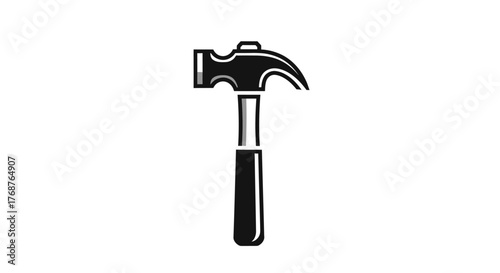 Minimalist Hammer Icon Illustration for Construction and Carpentry Projects in Monochrome
