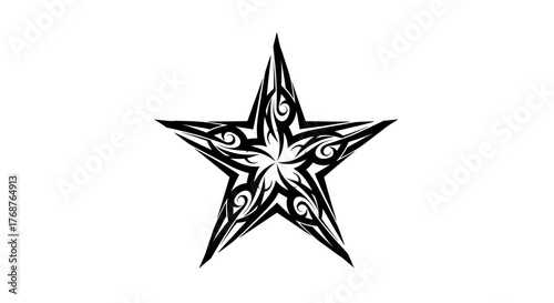 Intricate tribal star design, a visually striking element suitable for various creative projects