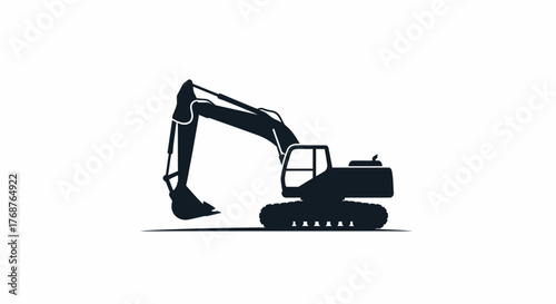 Striking silhouette of a heavy excavator, presenting construction and industrial theme equipment