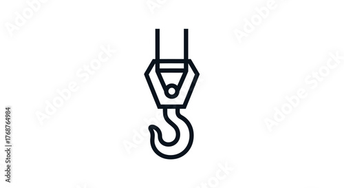 Crane hook silhouette, minimalist illustration for construction and engineering representation