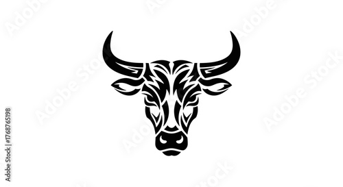 Monochromatic stylized bull head with intricate detailing for bold artistic expressions