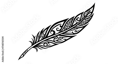 Intricate feather design showcasing swirling patterns and delicate line work with elegance