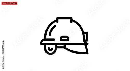 Minimalist outline of a safety helmet with an integrated light for hazard protection