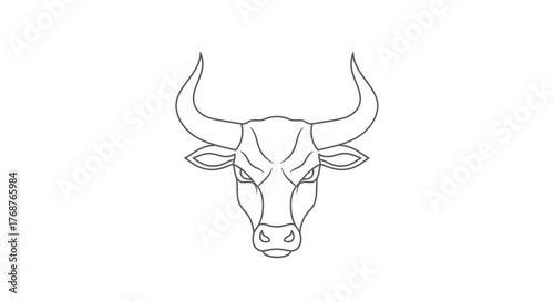 Monochrome vector artwork capturing an isolated bull head with sharp focus and minimalist lines