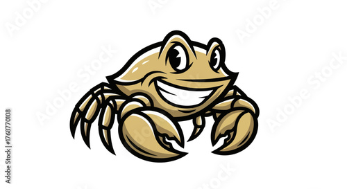 Cartoon Crab Character with a Big Smile and Claws.