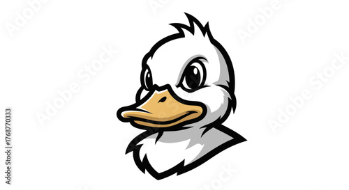 Cartoon Duck Head with Determined Expression and Sharp Details.