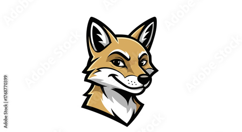 Cartoon Fox Head with Sly Expression and Detailed Fur.