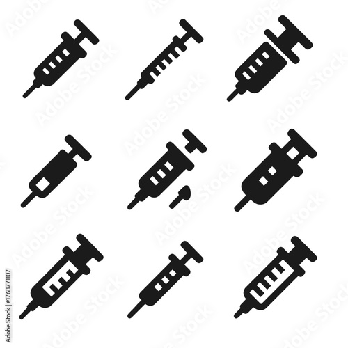 Seamless black syringe pattern with gradient background