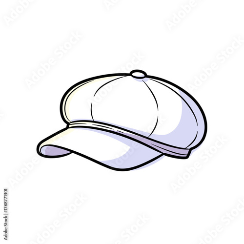 White cap in flat design with simple lines and soft shadows