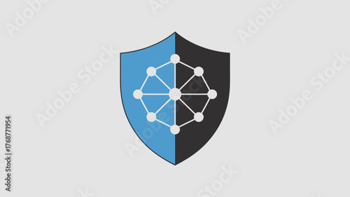 Abstract geometric network pattern inside a modern shield emblem representing digital security and data protection concepts