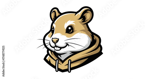 Cartoon Hamster Character Wearing a Hoodie with a Friendly Expression.
