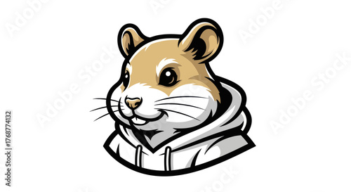 Cartoon Hamster Mascot Wearing a Hoodie with a Confident Expression.