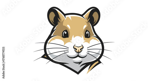 Cartoon Hamster Head with Detailed Fur and Whiskers.
