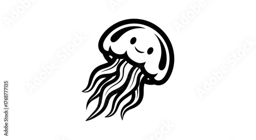 Charming Jellyfish Illustration - A Delightful Depiction of Marine Life.