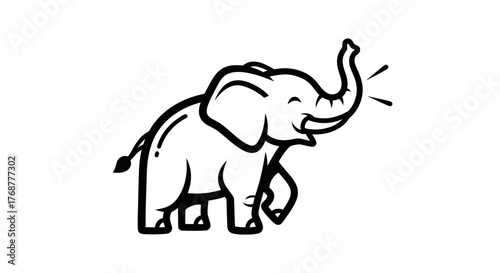 Cheerful Elephant Illustration - A Whimsical Cartoon of a Happy Pachyderm.