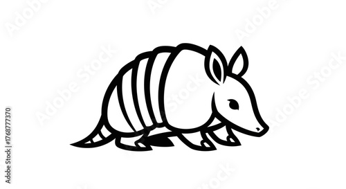 Detailed Armadillo Illustration - A Striking Black and White Animal Design.