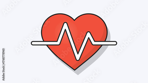 Heart with white ECG line outline