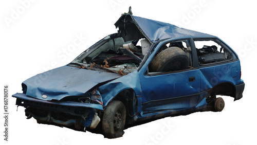 3d rendering destroyed car