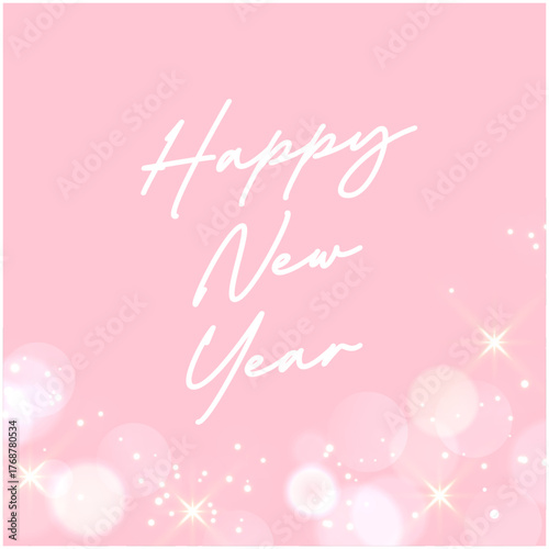 Happy New Year ピンクで祝う新年のメッセージカード