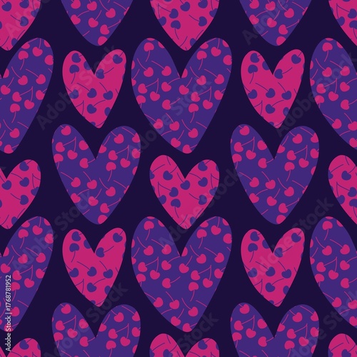 Cartoon fruit seamless retro cherry pattern for wrapping paper and fabrics and linens and kids accessories