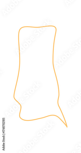 Hand drawn squiggle outline speech box and talk balloon with round edge in orange. Outlined conversation icon forms a chat box, ideal for dialogue or message elements in playful style.