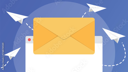 Email newsletter banner with envelope background
