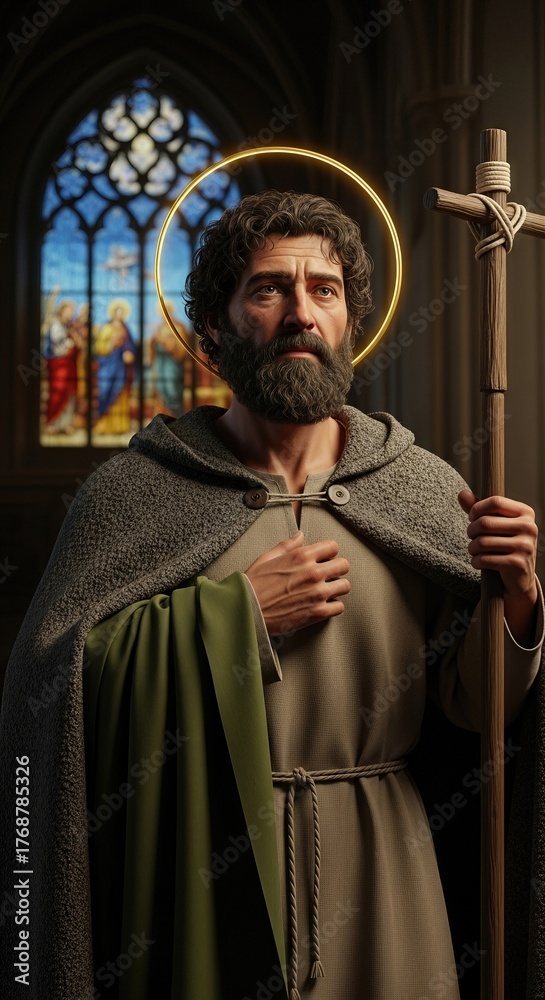 Naklejka premium Andrew the First-Called: apostolic path, holy follower, divine servant, spiritual leader, christian herald, sacred witness, heavenly envoy, revered disciple, faithful preacher, holy mission.