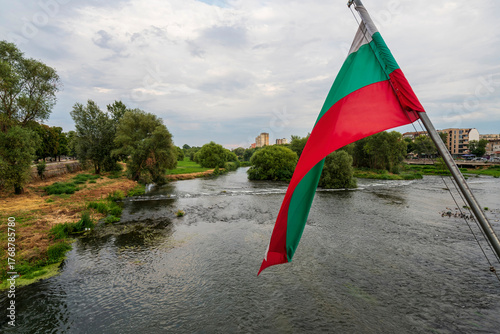 Bulgarian Flag Overlooking the Maritsa River in Plovdiv