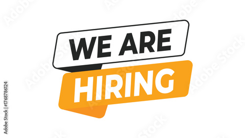 We are hiring banner, yellow and black typography design for recruitment, job opportunity, employment, or company hiring announcement in modern bold style