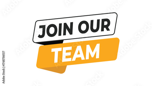 Join our team banner, yellow and black typography design for recruitment campaign, hiring message, employment opportunity, or business announcement template