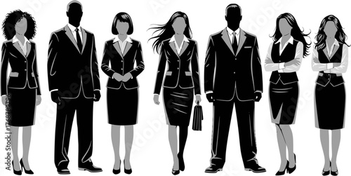 Business people, set of vector silhouettes. EPS version.