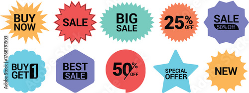 Sale sticker, price tag, starburst, quality mark. Sunburst badges. Design elements sale stickers, discount tags, quality marks, labels. vector illustration