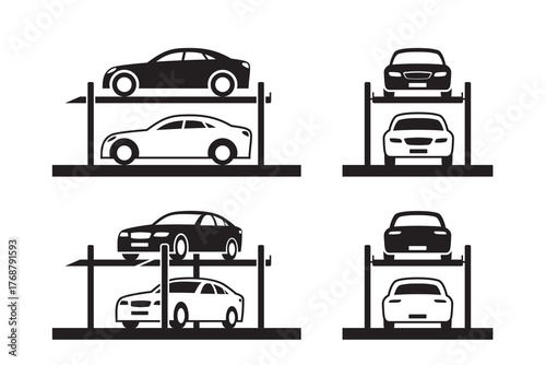 Automated car parking system - vector illustration