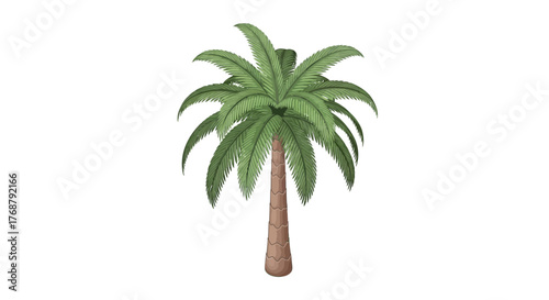 Isolated vector palm tree illustration with vibrant green fronds