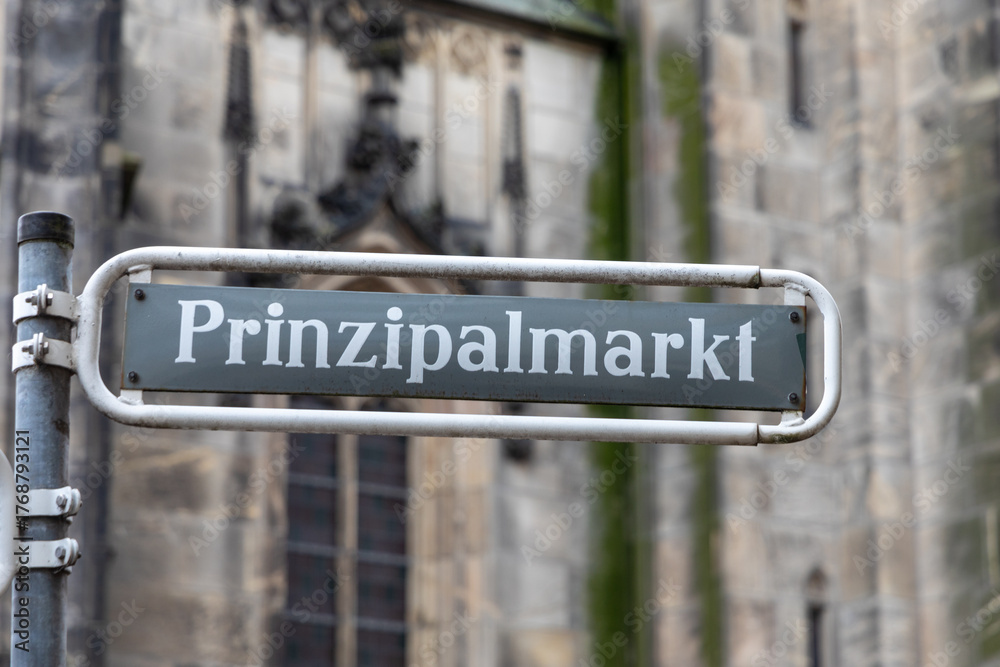 Obraz premium street sign Prinzipalmarkt - engl square of the prince in Detmold