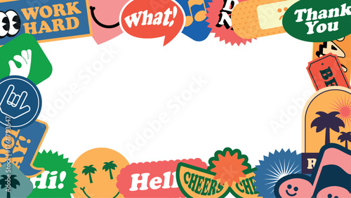 Retro Cute Groovy Trendy Sticker Frame