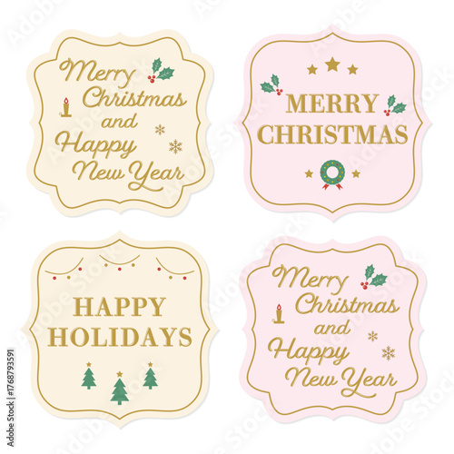 エレガントなクラシックフレームのクリスマスカードのバリエーションセット