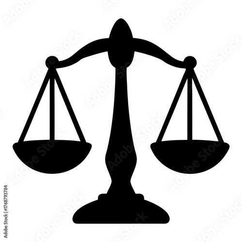 Black silhouette of the Scales of Justice, a symbol for legal fairness