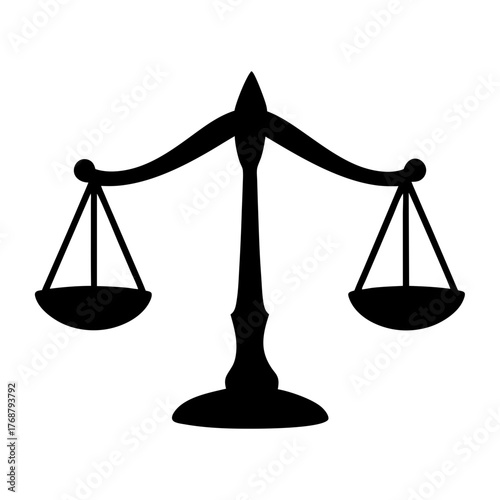 Black silhouette of scales of justice, representing law and fairness