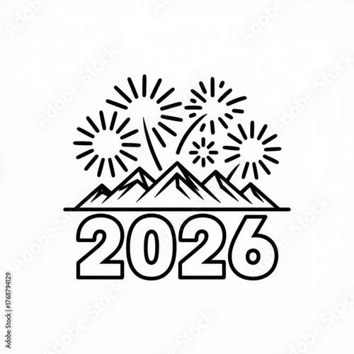 New year s eve fireworks display above majestic mountains celebrating the arrival of 2026.