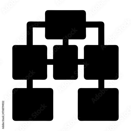 Hierarchical flowchart of rectangular nodes representing relationships and data flow