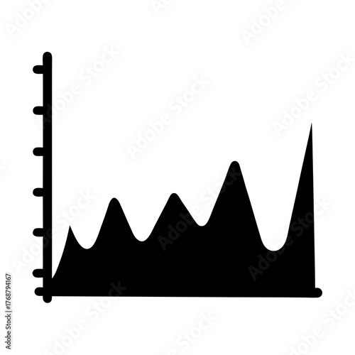 Simple black and white graph illustration depicting upward economic trends