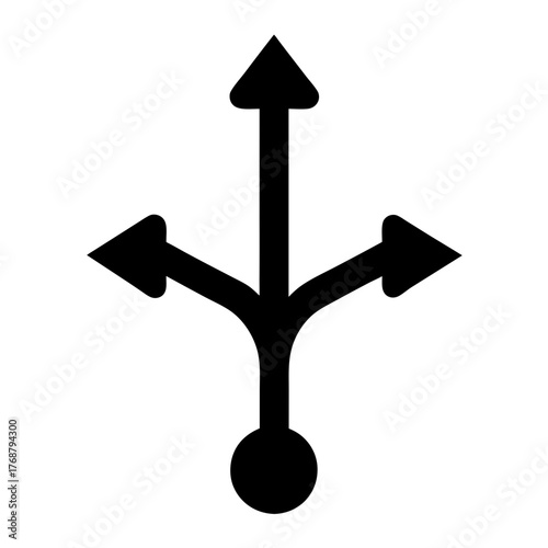 A symbolic representation of choices with branching arrows indicating different directions to go