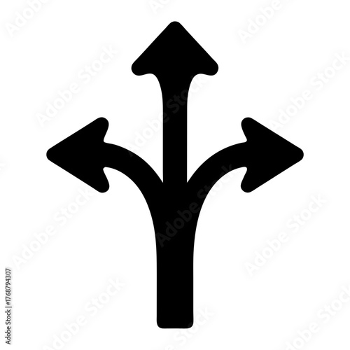 Directional arrows pointing in three directions symbolize choice and divergence