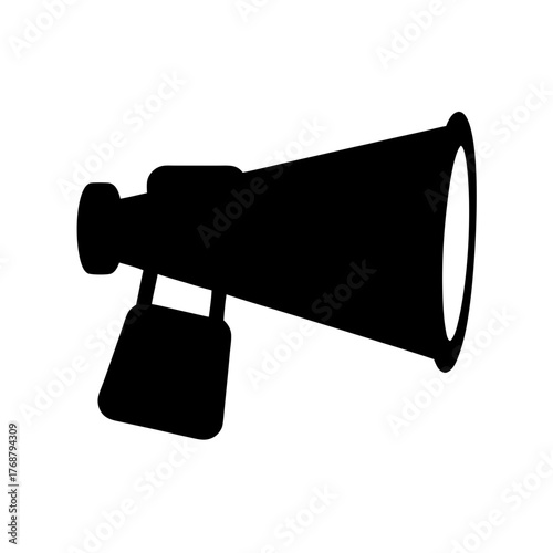 Stylized Black Silhouette of a Megaphone or Loudspeaker with Handle
