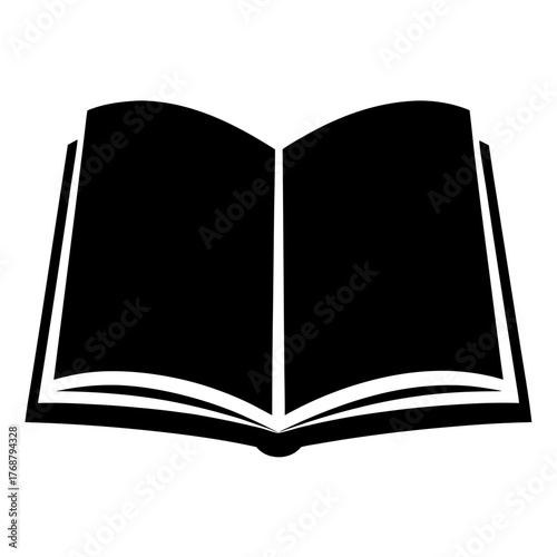 Graphic depiction of an open book, conveying knowledge and literary themes