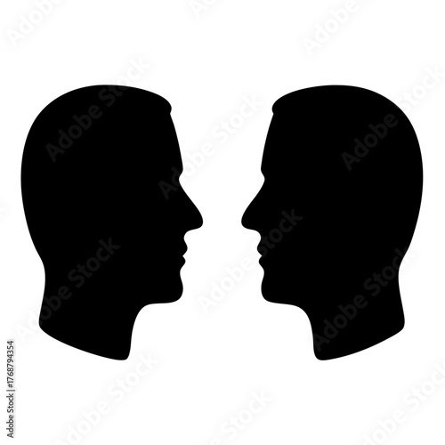 Confrontation or Connection Two Faces in Silhouette Mirroring Each Other's Form
